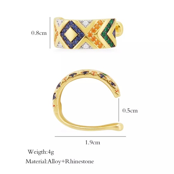 Aiyana Tribal Design Gold Rhinestone Ear Cuff - Picture 4 of 5